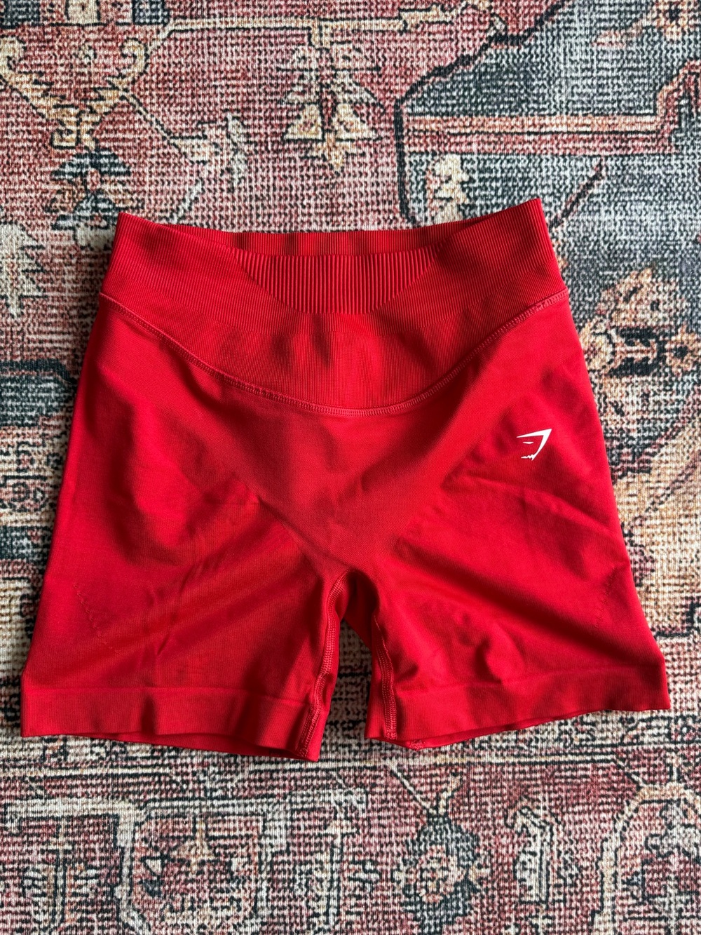 Gymshark Red High-Waist Athletic Bike Shorts